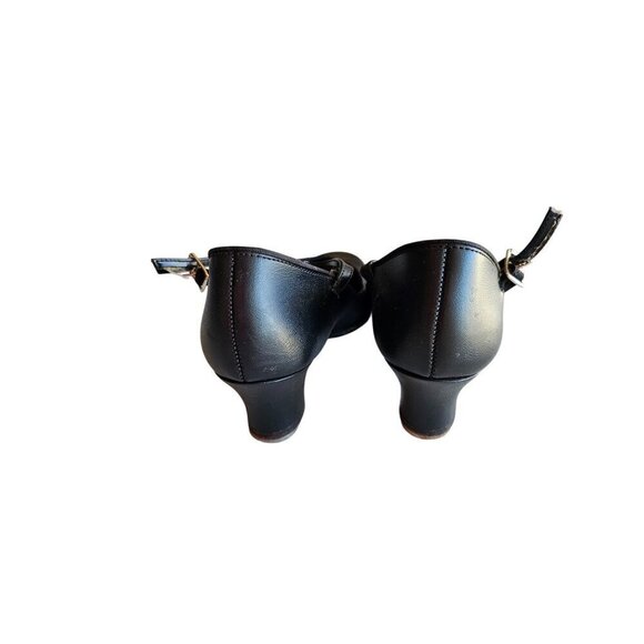 Black Mary Jane Heels With Ankle Strap & Low Heel For Women - Picture 4 of 16